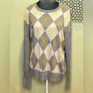 Merona - Long-sleeved Argyle Sweater Gray - Size Large